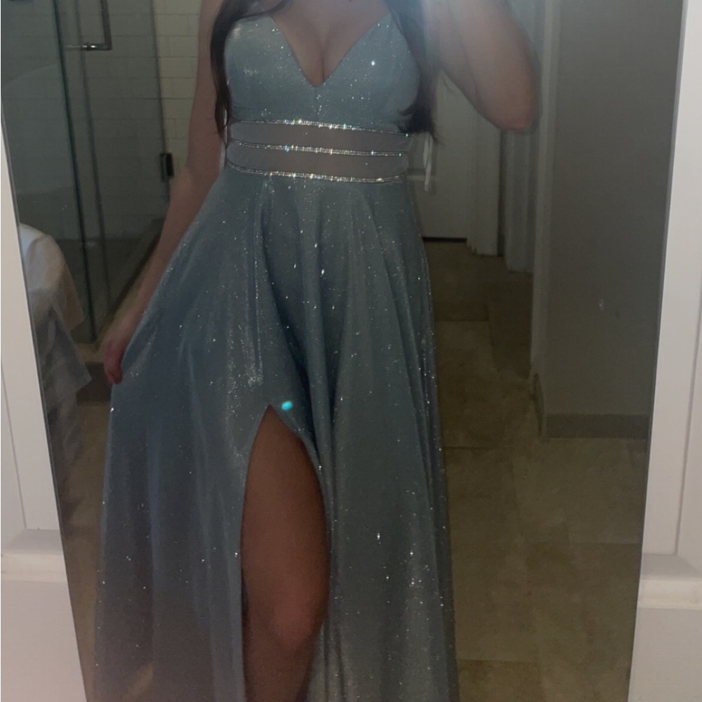 Light blue sparkly prom dress